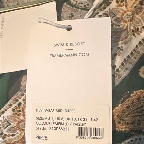 Zimmermann Devi Midi Dress in Emerald & Paisley NWT size 1 - Picture 2 of 14